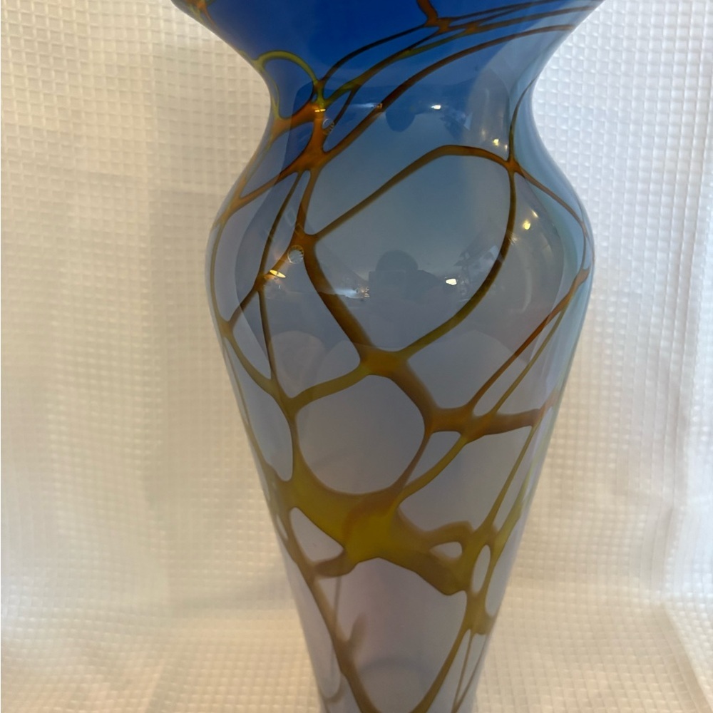 Scott Simmons Sunrise Glassworks Signed Hand-Blown Art Glass Vase 11”